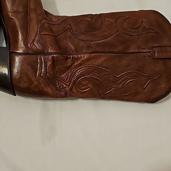 - Vintage DAN POST Men's Western Brown Bexar Rust Saddle Snip Toe Cowboy B… - Picture 5 of 13